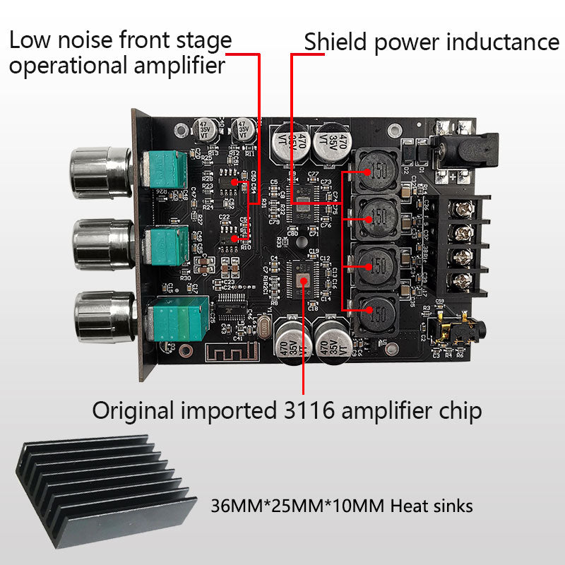 2*100W Dual TPA3116D2 HiFi Stereo Audio Digital Power Amplifier Board Tone Home Theater Aux Amp pcb assembly Customize