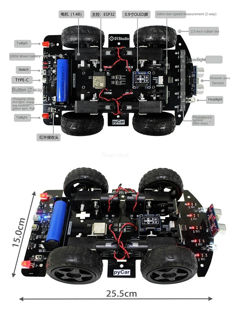 Custom Custom ESP32 Smart Programming Car DIY Kit Tracking Obstacle Avoidance Manufacturer