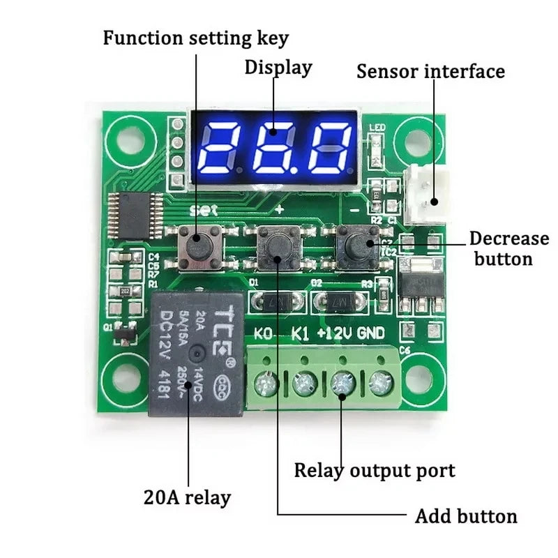 Custom W1209 Red LED Digital Thermostat Temperature Control Thermometer Thermo Controller Module DC 12V 125V Waterproof with Box Manufacturer