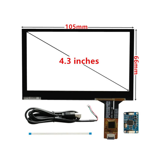 Custom 4.3 Inch''105mm*66mm Capacitive Touch Digitizer Raspberry Pi GPS Navigation Touch Screen Panel Glass+USB Driver Board Manufacturer