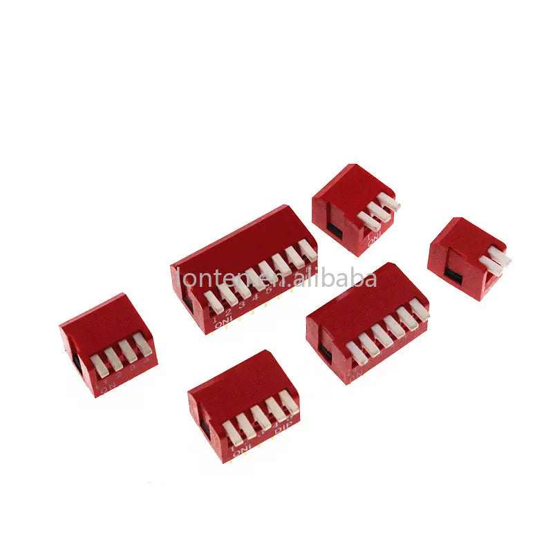 Custom 10pcs Slide Type Lateral Switch Module 2 3 4 5 6 8 Bit 2.54mm Position Way DIP Red Pitch Toggle Switch Red Snap Switch Manufacturer