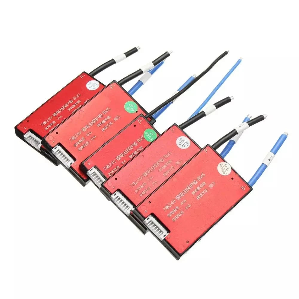 Custom 24V 7S 16/25/35/45/60A BMS PCB PCM Battery Protection Board for Ebike Electric Bicycle with balance water proof Manufacturer