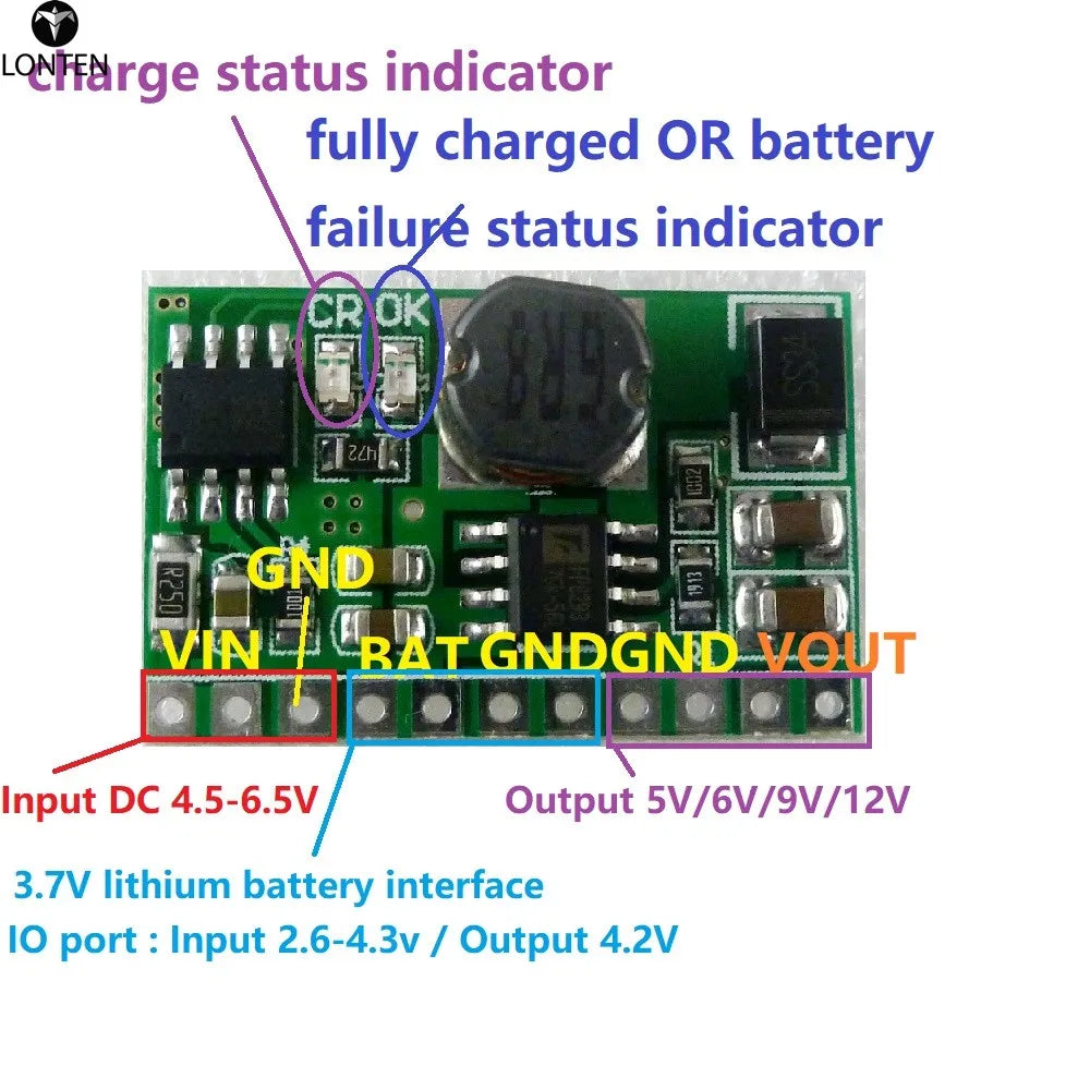 Custom 10W 3.7V 4.2V Charger & 5V 6V 9V 12V Discharger Board DC DC Converter Boost Step-up Module UPS diy Li-lon LiPo lithium battery Manufacturer