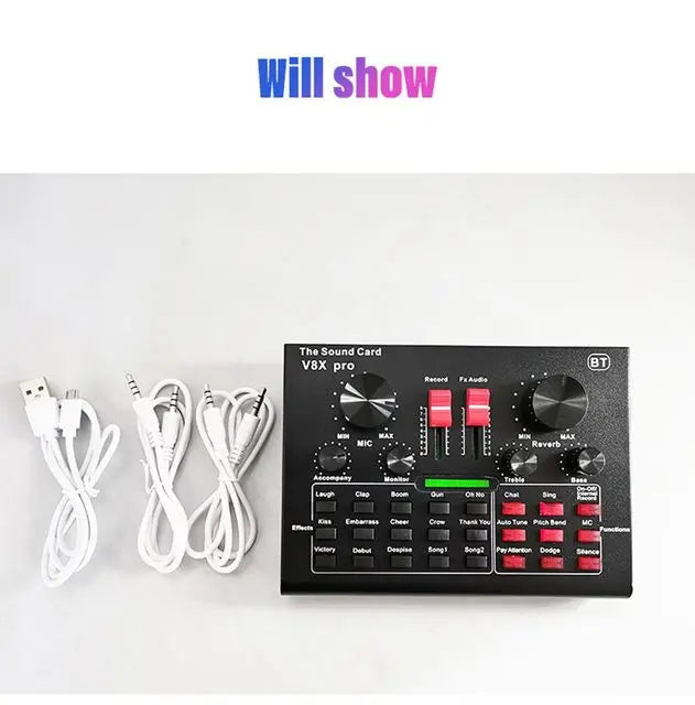 Custom V8XPRO Audio Mixer BM800 Condenser Microphone Live Sound Card BT USB Game DSP Recording Professional Streaming V9X Phone Manufacturer