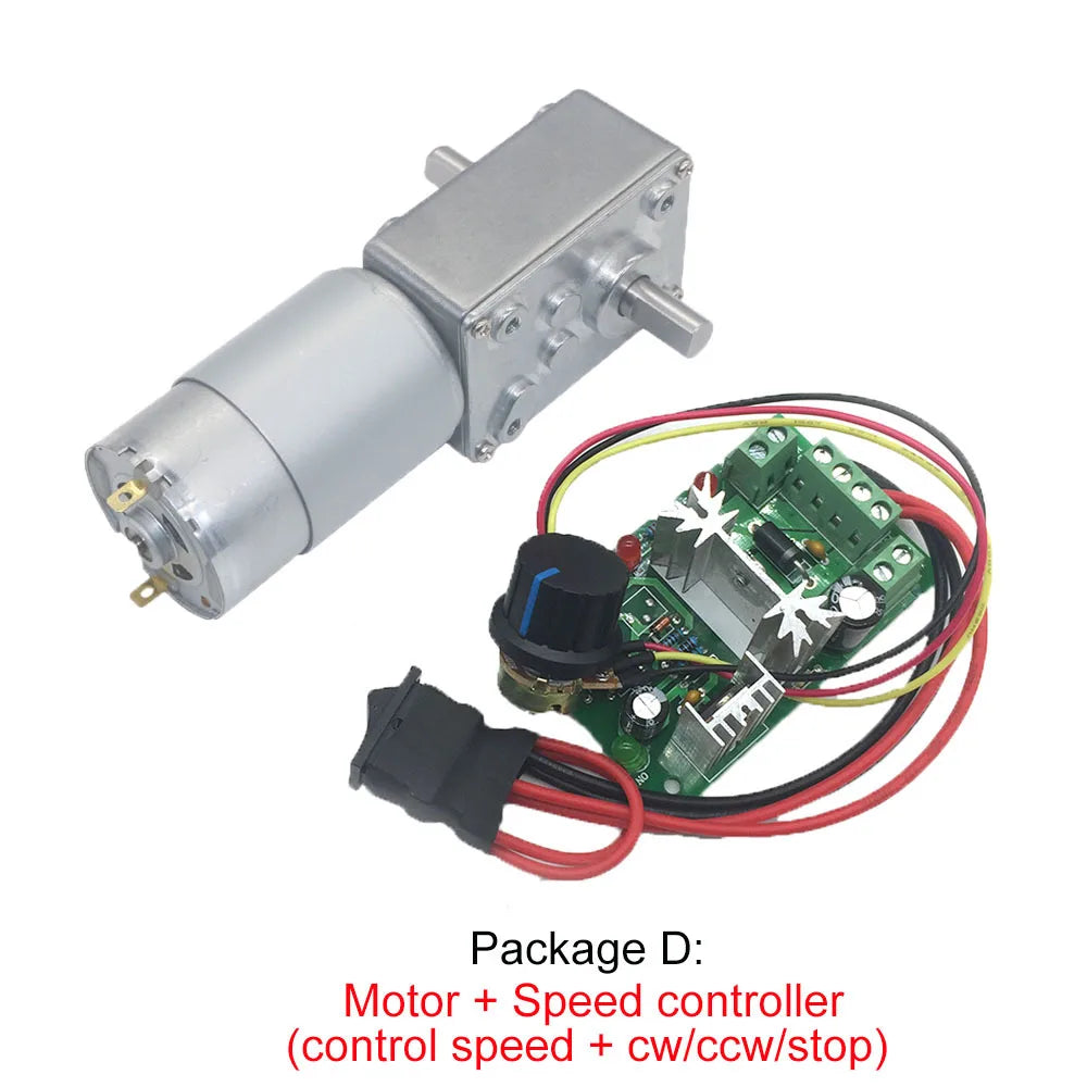 Custom A58SW-555S 12-24V 16-470RPM Worm Geared Motor Double D Shaft Reversed Metal Gear Self-lock Motor DIY Robot Door Lock Manufacturer