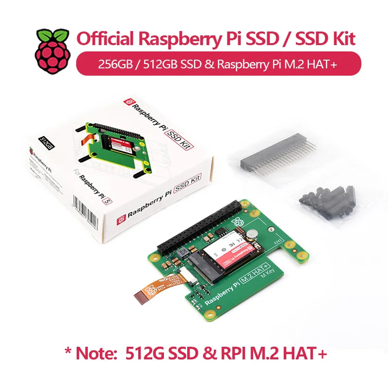 Official Raspberry Pi SSD Kit 256GB/512GB M.2 2230 PCIe Gen 3 40k/70k IOPS for Raspberry Pi 5