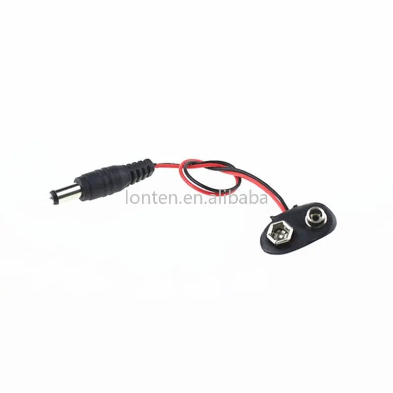 Custom 100pcs/lot Experimental 9V battery snap power cable to 5.5*2.1mm DC 9V clip male line battery adapter for arduino Manufacturer