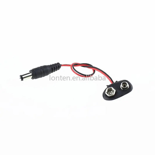 Custom 100pcs/lot Experimental 9V battery snap power cable to 5.5*2.1mm DC 9V clip male line battery adapter for arduino Manufacturer