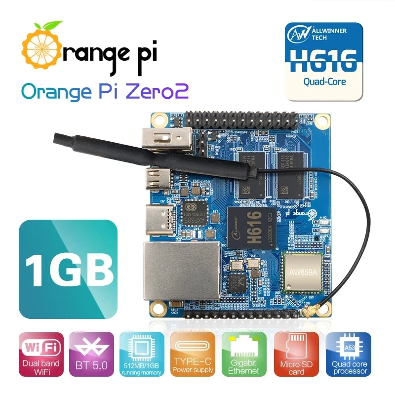 Custom Custom Orange Pi Zero 2 1GB+ABS Transparent Case, Allwinner H616 Chip,Support BT, Wif ,Run Android 10,Ubuntu,Debian OS Single Board Manufacturer