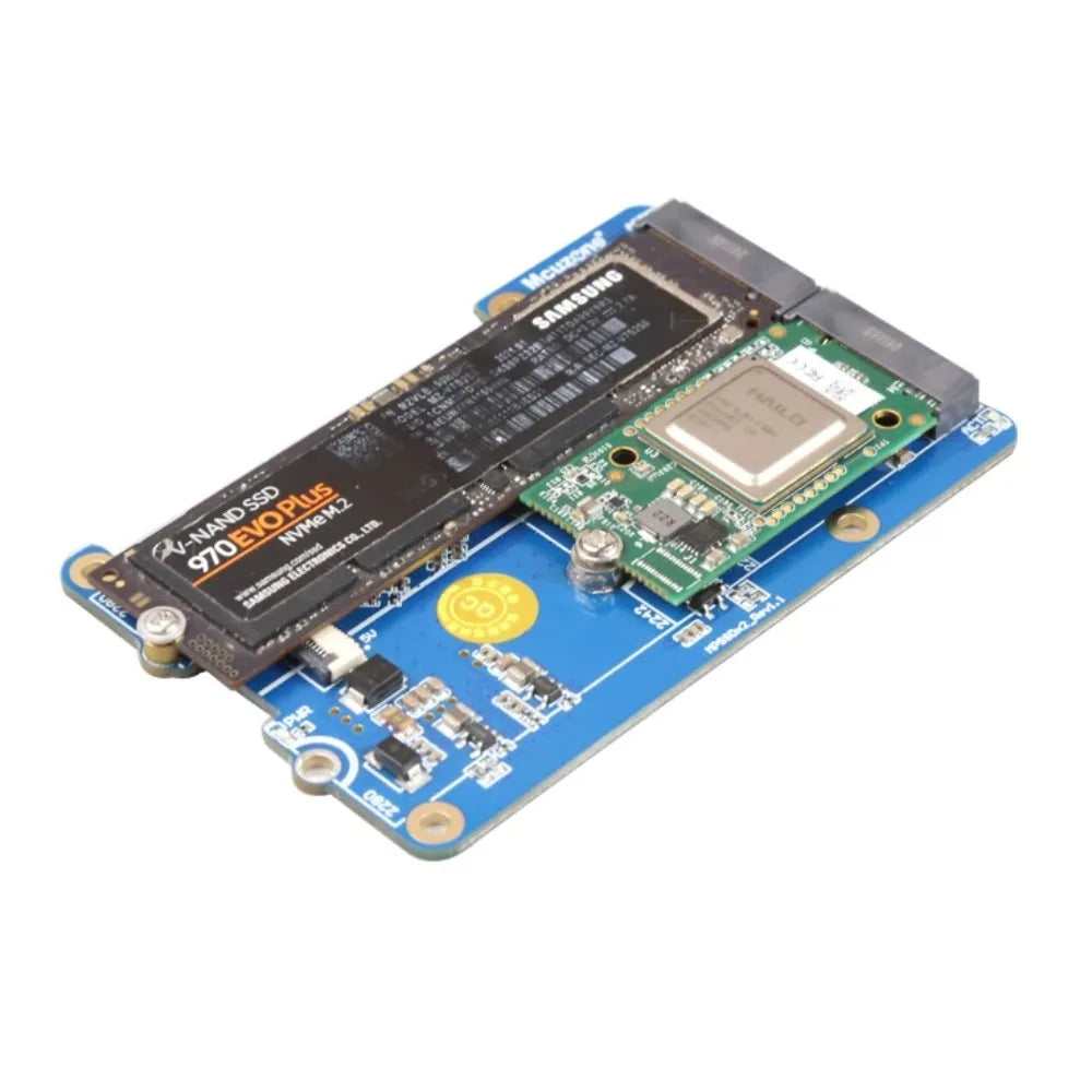 MPSAI Raspberry Pi 5 PCIE M.2 SSD+Ai HAT Support 2230/2242/2280 Size NVME SSD HAILO AI Custom OEM Robotics
