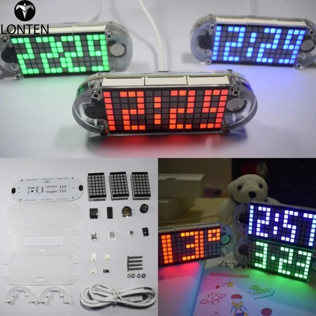 Custom Lonten DIY DS3231 Touch Key Precision High-Brightness LED Dot Matrix Display Desktop Alarm Clock Kit Manufacturer