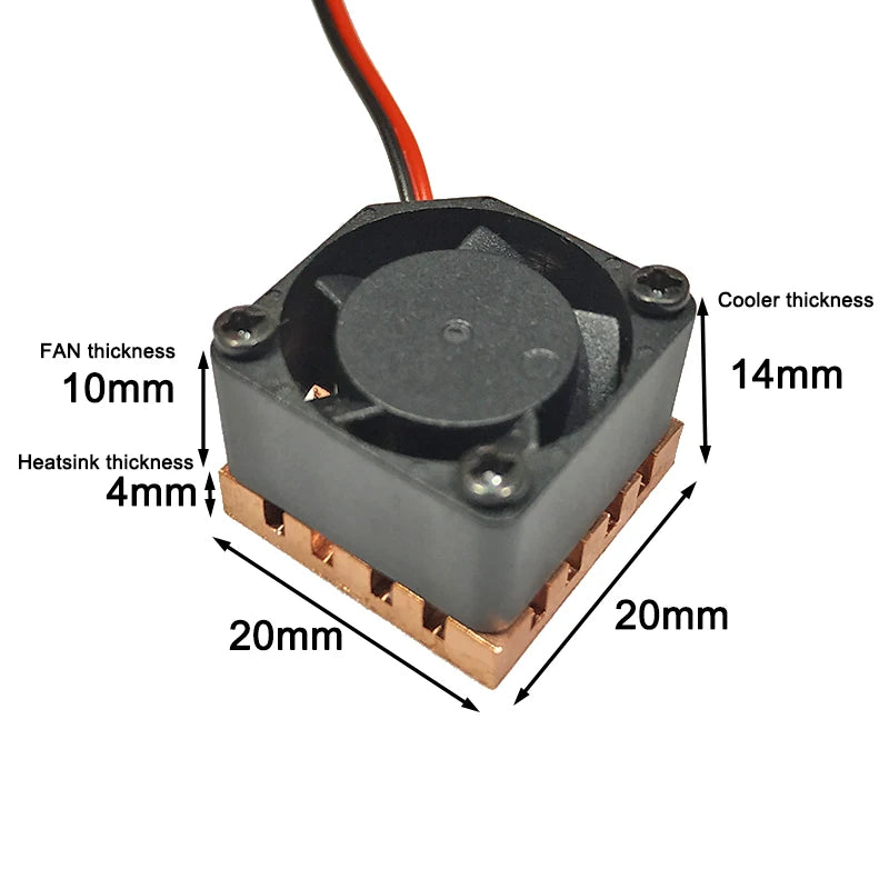 Custom Pure Copper Heat Sink with Fan Adhesive Back Cooling For Computer DIY Fans IC Chipset Cooler 20x20x14mm Manufacturer