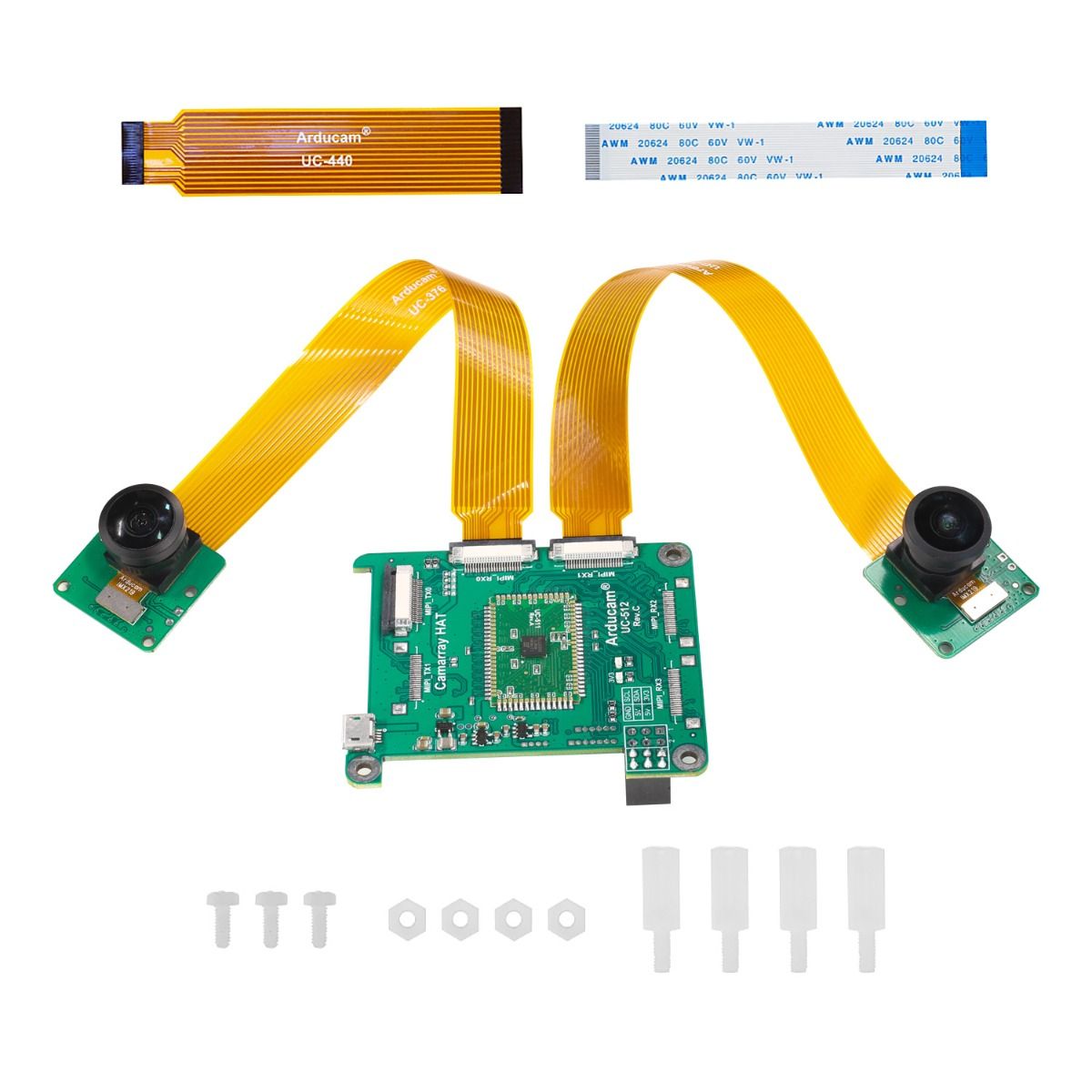 Arducam 8MP Synchronized Stereo Camera Bundle Kit for Raspberry Pi With Fisheye Lens Custom PCB panel light pcba