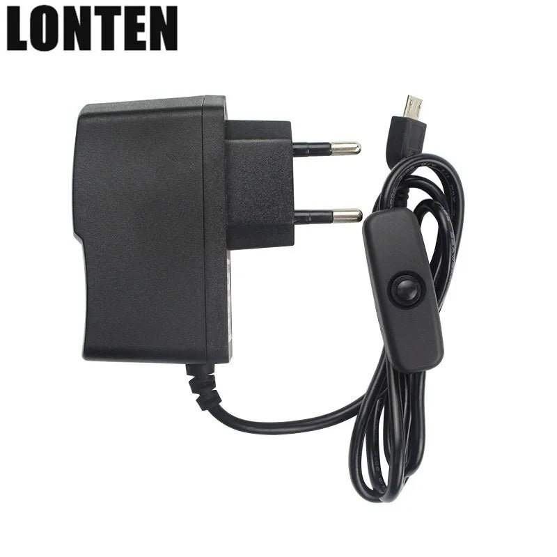 Custom Lonten 5V 2.5A Power Supply with ON/OFF Switch Button Micro USB Power Charger Adapter EU US UK AU Plug for Raspberry Pi 3 Model Manufacturer