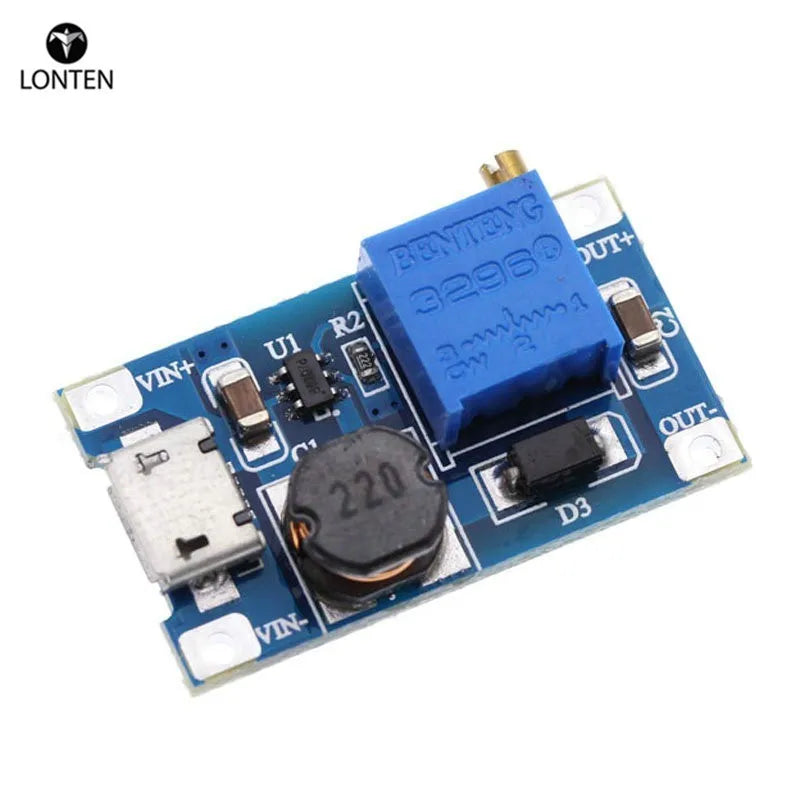 Custom MT3608 DC-DC Adjustable Boost Module 2A Boost Step Up Module with MICRO USB 2V - 24V to 5V 9V 12V 28V LM2577 Manufacturer