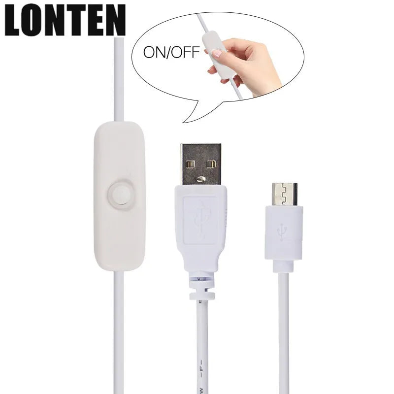 Custom Lonten 1.5M USB to Micro USB Charging Cable White ON/OFF Switch Button Power Cable for Raspberry Pi 3/ Zero W Manufacturer