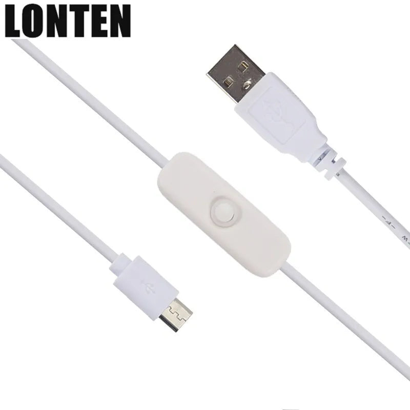 Custom Lonten 1.5M USB to Micro USB Charging Cable White ON/OFF Switch Button Power Cable for Raspberry Pi 3/ Zero W Manufacturer