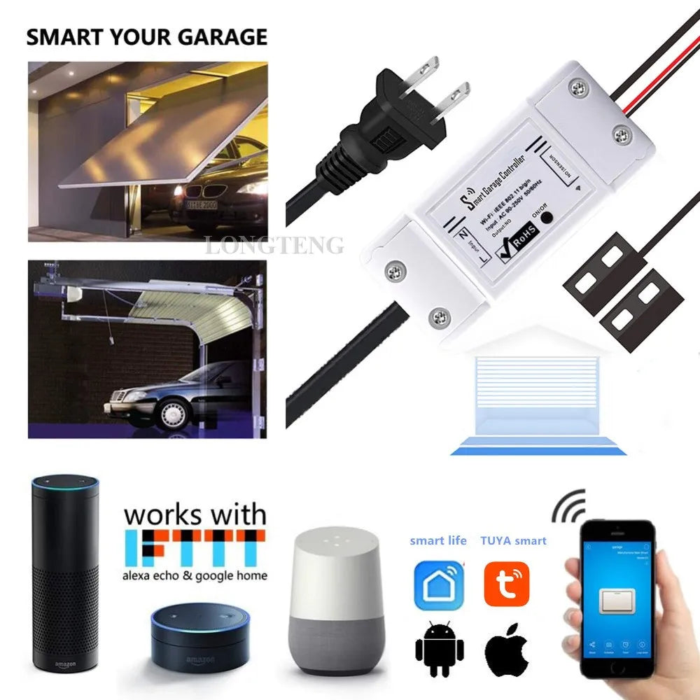 Custom New Smart Wifi Garage Sensor Detector Door Opener App Remote Control Anywhere Alexa and Google home Automation Manufacturer