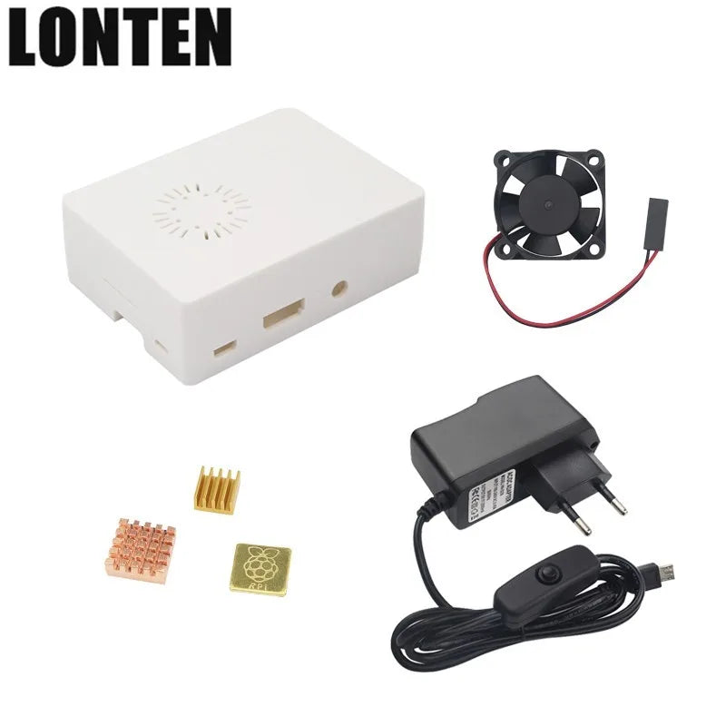 Custom Lonten Newest Cooling Fan + 5V 2.5A Power Adapter + Heat Sink suitable Raspberry Pi 3 Kit ABS Case Box Manufacturer