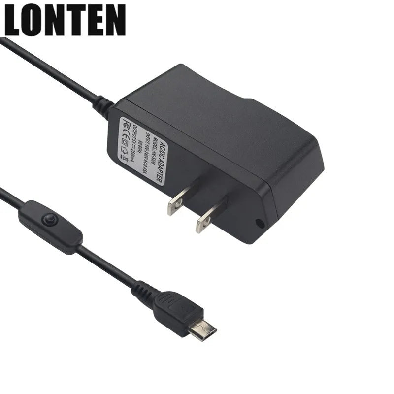 Custom Lonten 5V 2.5A Power Supply with ON/OFF Switch Button Micro USB Power Charger Adapter EU US UK AU Plug for Raspberry Pi 3 Model Manufacturer