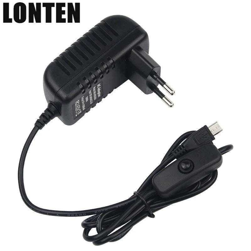 Custom Lonten Raspberry Pi 3 B+ Power Supply 5V 3A Switch Button Micro USB Power Charger Adapter EU US UK AU Plug for Raspberry Pi 3 Mo Manufacturer