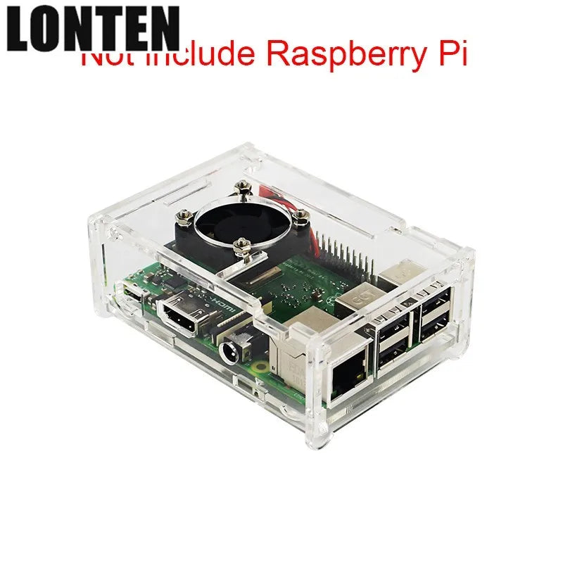 Custom Lonten Raspberry Pi 3 B+ Acrylic Case + Fan + 16 GB  + Russian Spanish Mini Keyboard + Heat Sink + Switch Power Adapter + Manufacturer