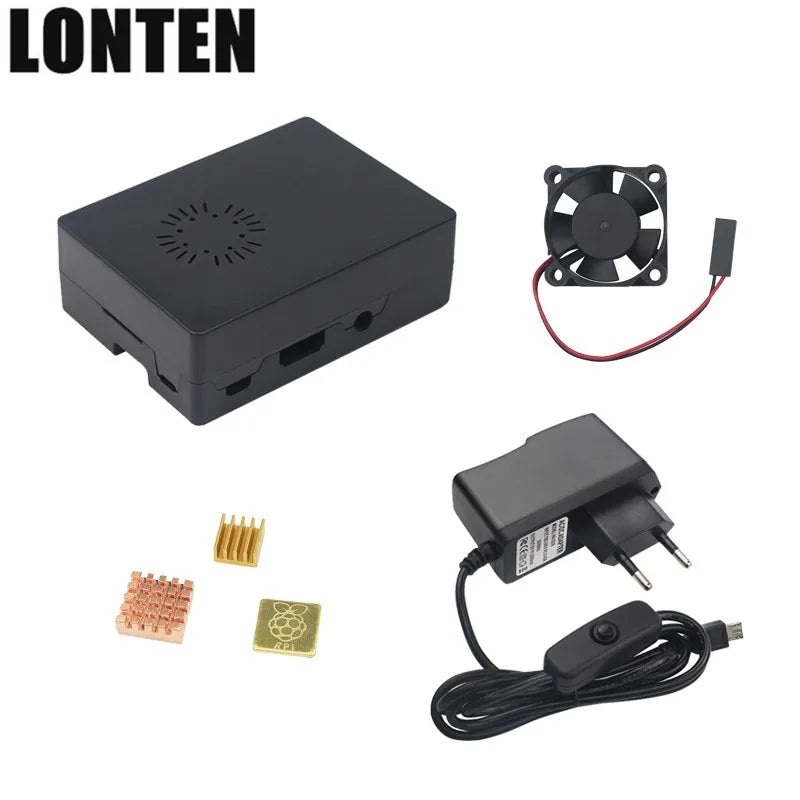 Custom Lonten Newest Cooling Fan + 5V 2.5A Power Adapter + Heat Sink suitable Raspberry Pi 3 Kit ABS Case Box Manufacturer