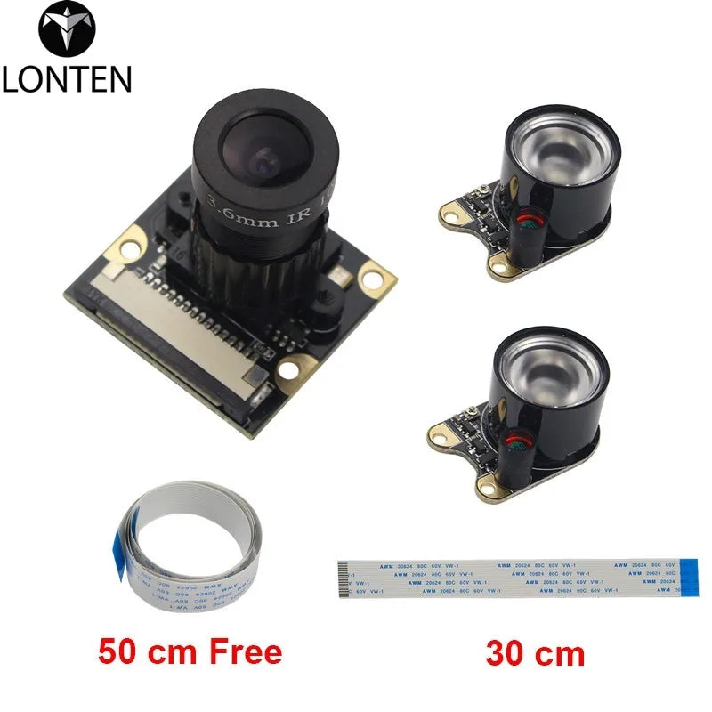 Custom Lonten Raspberry Pi 3B+ Camera Focal Adjustable Night Vision Camera + Holder + IR Sensor Light + FFC for RPI 3 Raspberry Pi Zero Manufacturer