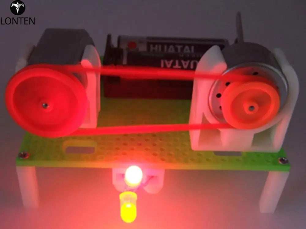 Custom Lonten DIY Mini Generator Transmission Wheel Motor Electric Generator Motor Energy For Kids LED Education Science Experiment Gif Manufacturer