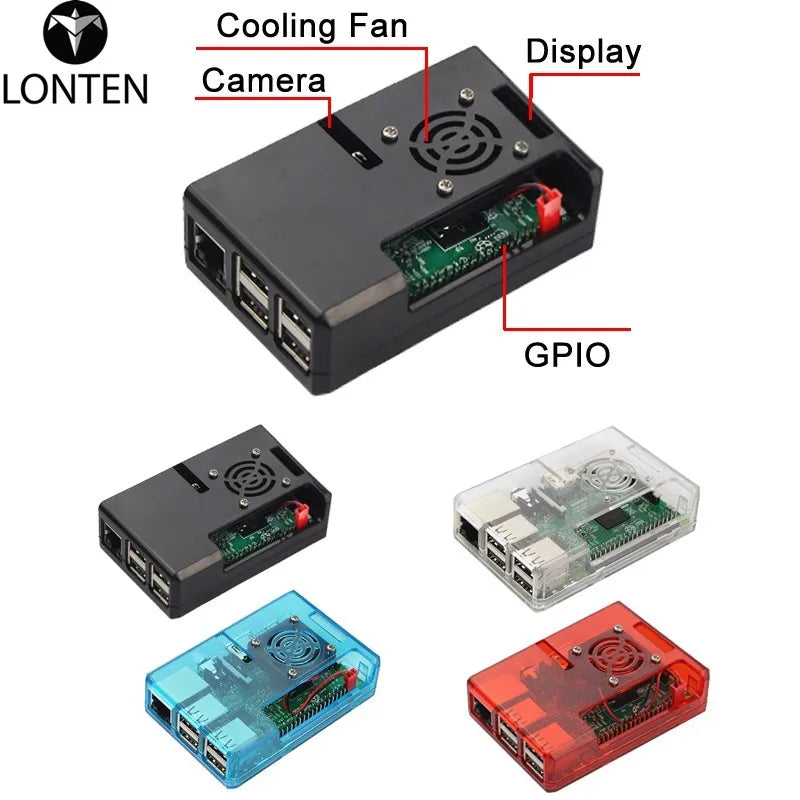 Custom Lonten Raspberry Pi 3 Model B or Raspberry Pi 3 Model B Plus + ABS Case + Cooling Fan + + Heat Sink + Power Adapter +  Cable Manufacturer