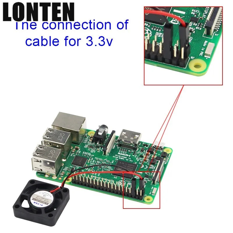 Custom Lonten Raspberry Pi 3B+ Adjustable Cooling Fan 3.3/5V Multifunction Silent Cooling Fan for Raspberry Pi 3/2/B+ for NesPi Case Manufacturer