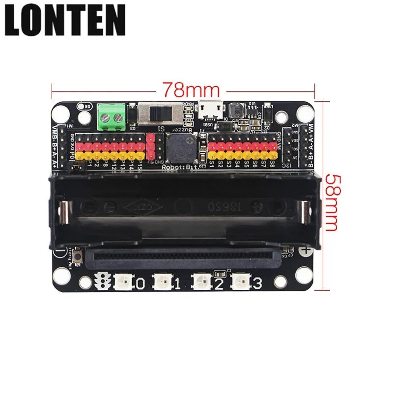 Custom Lonten Micro bit Extension Board Robotbit V2.0 Board for Programming Education support 18650 Battery Manufacturer