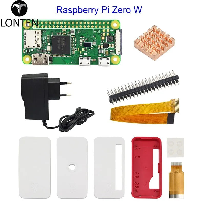 Custom Lonten Raspberry Pi Zero W Starter Kit + Official Case + 5V 2A Power Supply Adapter + Heat Sink +  Header for Raspberry Pi Zero Manufacturer