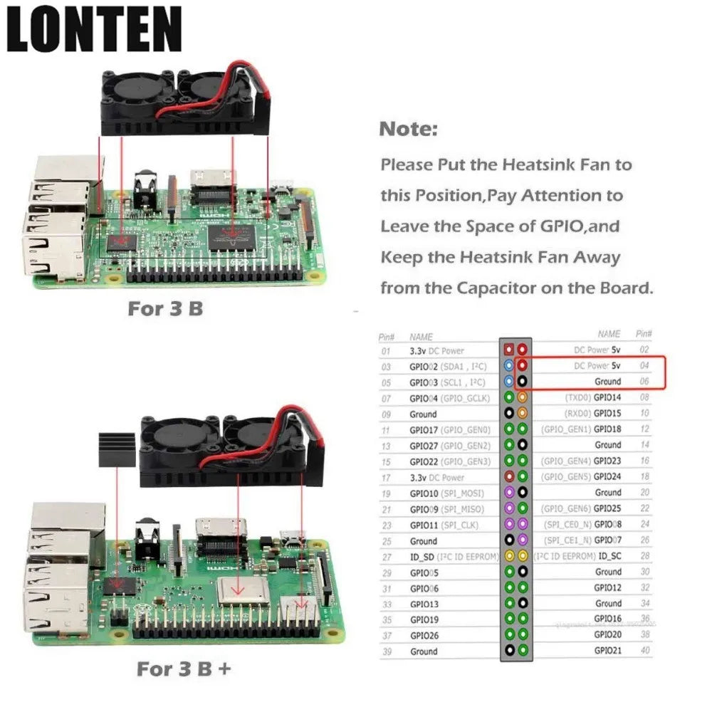 Custom Hot Dual Fan Optional Version Heatsink Cooler with Double Cooling Fans For Raspberry Pi 3 B Plus / 3 B Manufacturer