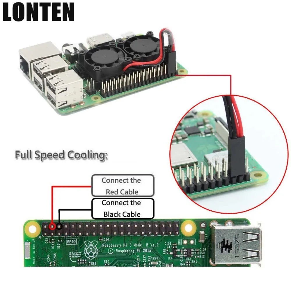 Custom Hot Dual Fan Optional Version Heatsink Cooler with Double Cooling Fans For Raspberry Pi 3 B Plus / 3 B Manufacturer