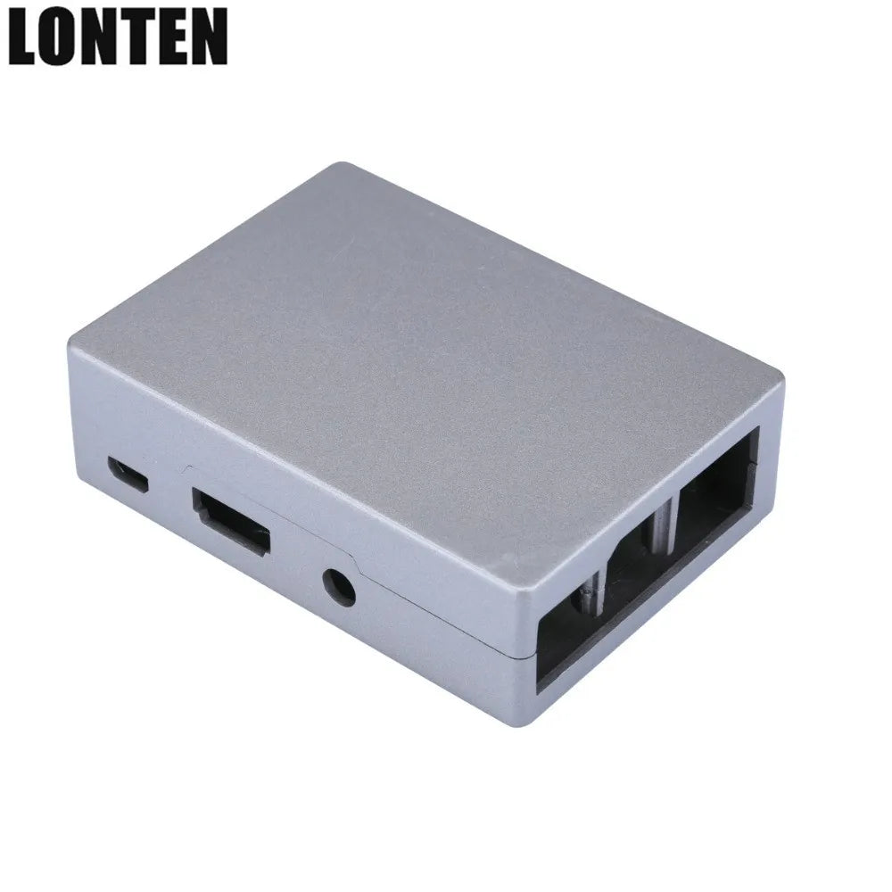 Custom Lonten Raspberry Pi 3 Model B+ Aluminum Black Silver Case RPI 3B Plus Metal Enclosure Silver Box Compatible with RPi 3 Model B Manufacturer