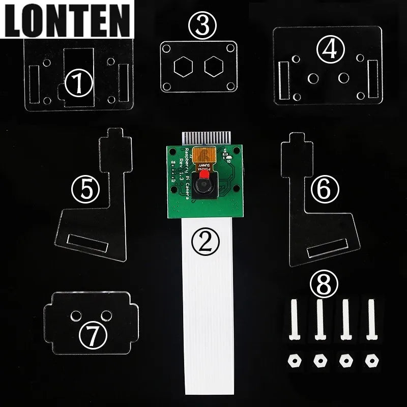 Custom Lonten Newest 5MP Raspberry Pi 4 Camera Module OV5647 Mini Video Camera 1080P 720P Webcam+acrylic Holder Acrylic LT Manufacturer