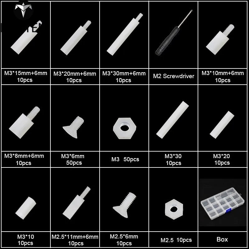 Custom Lonten Plastic Screws Kits 210 pcs/lot Raspberry Pi Screws and Nuts + Screwdriver + Storage Box Case for Raspberry Pi 3 for DIY Manufacturer