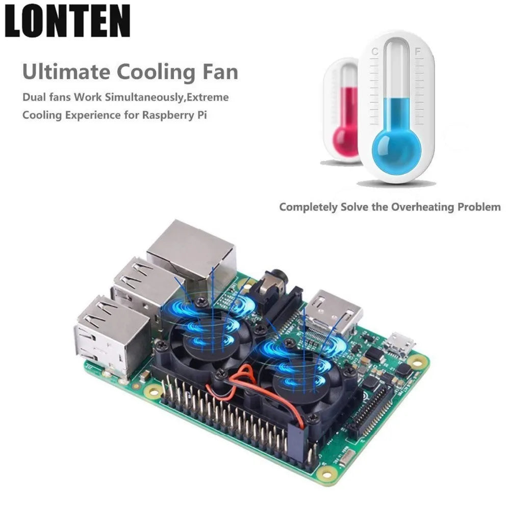 Custom Hot Dual Fan Optional Version Heatsink Cooler with Double Cooling Fans For Raspberry Pi 3 B Plus / 3 B Manufacturer