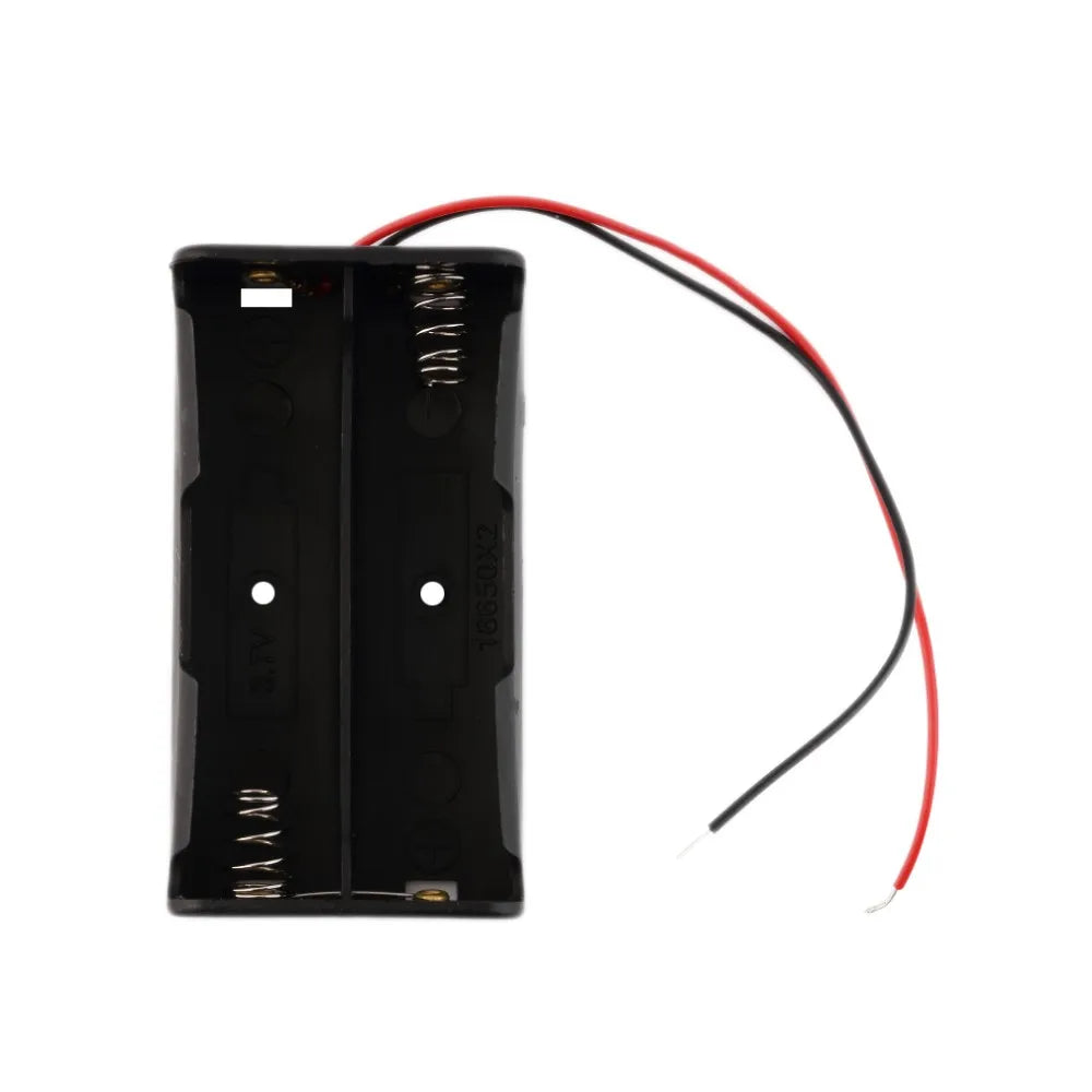Custom Black Plastic 2x18650 Battery Storage Box Case  2 Slot Way DIY Batteries Clip Holder Container With Wire Lead Pin Manufacturer