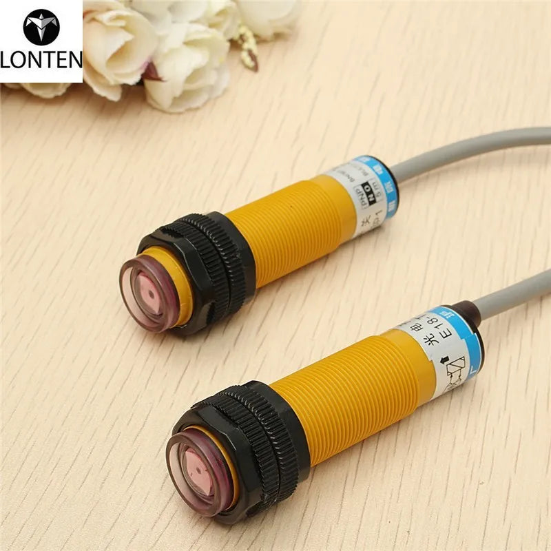 Custom Lonten 2pcs 5M IR Electric Sensor Switch Photo Switch Through Beam PNP DC 12V-24V Infrared Rays Electric Sensors 2.4cm x 7cm Manufacturer