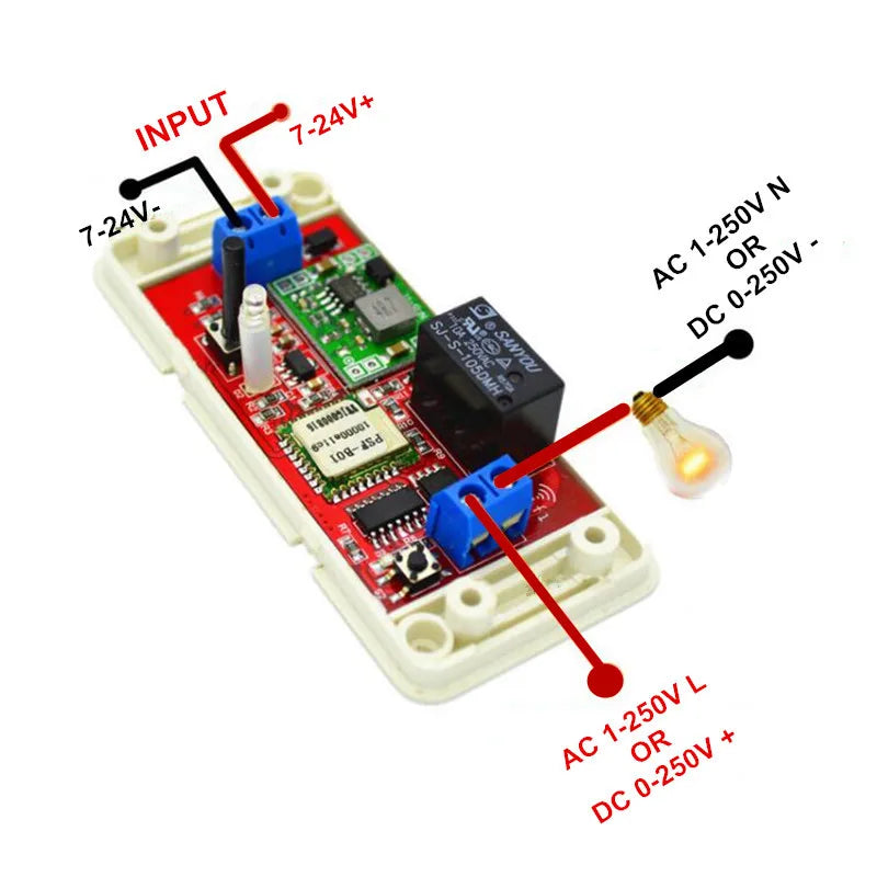 Custom 1CH 12V DC Smart interruptor WiFi Switch Module Controlled by Phone On Android and IOS for Light Garage Door smart home Manufacturer