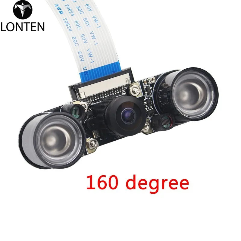 Custom Lonten Raspberry Pi 3B+ Night Vision Camera+2pcs IR LED+15cm FPC Camera Module for 5MP OV5647 Raspberry Pi 3 Wide Angle Fish Eye Manufacturer