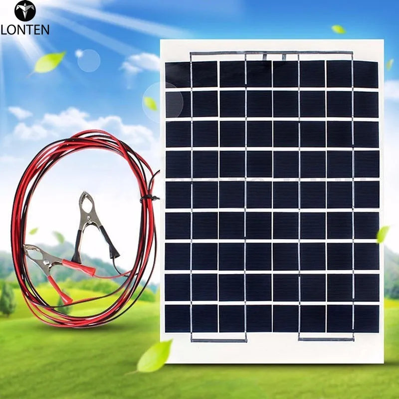 Custom 10W 12v Polycrystalline Solar Panel Battery Module+ Alligator Clips Solar Module for Electric Fans Water Pump CN;GUA Lonten Manufacturer