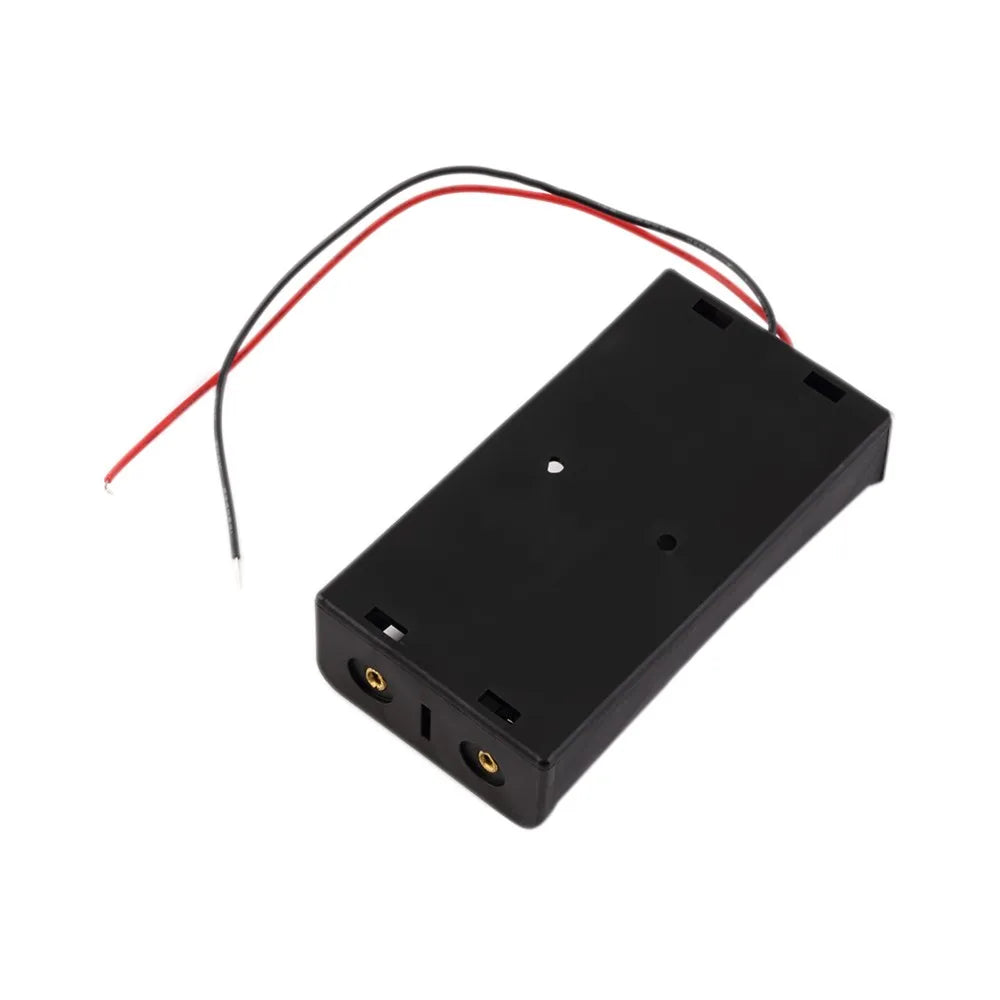 Custom Black Plastic 2x18650 Battery Storage Box Case  2 Slot Way DIY Batteries Clip Holder Container With Wire Lead Pin Manufacturer
