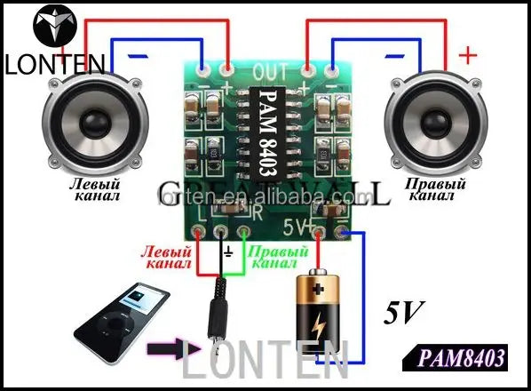 Custom PAM8403 Super Mini Digital Amplifier Board 2 * 3W Class D Digital 2.5V To 5V Power amplifier module Manufacturer