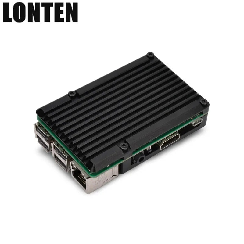 Custom Lonten Latest Raspberry Pi 3 Model B+ Aluminum Case with Dual Cooling Fan Metal Shell Black Enclosure for Raspberry Pi 3 Model B Manufacturer