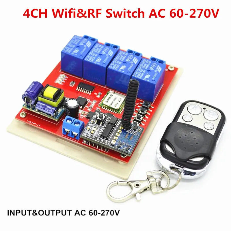 Custom New New RF Wifi Switch 4CH 90V 110V 220V 270V 10A 433mhz Wireless Remote Control Light Switches For Home Automation smart home Manufacturer