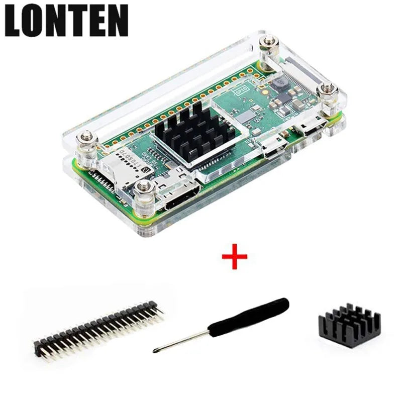 Custom Raspberry Pi Zero W Case 4 in 1 Acrylic Cover Shell + Heat Sink + Screwdriver + 40 Pin GPIO Connector for Raspberry Pi Zero Manufacturer