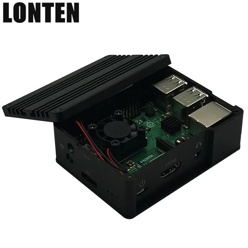 Custom Lonten Newest New Aluminum Case Housing Shell Enclosure With Fan Heat sink For Raspberry PI 3B+/3B ASUS Tinker S Manufacturer